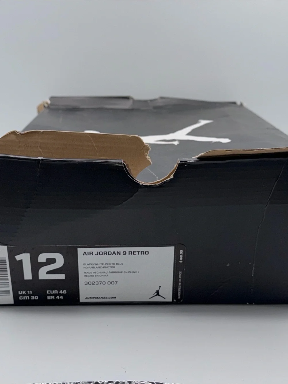 Air Jordan 9 Retro Size 12 Black-White-Photo Blue Used 302370-007